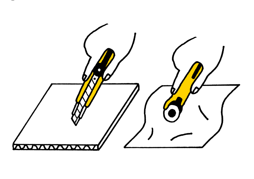 はじめてのカッター使い方 作業中：切るものに適したカッターを使う