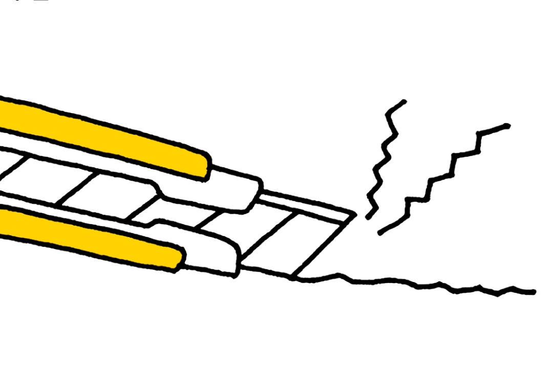 はじめてのカッター使い方 作業中：刃の背を使わない