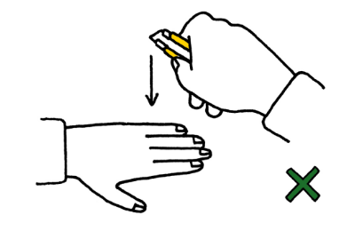 手を置く位置の説明図